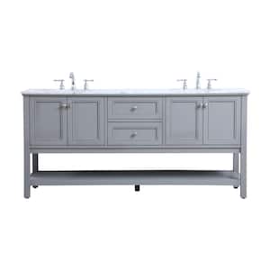 Simply Living 72 in. W x 22 in. D x 33.75 in. H Bath Vanity in Grey with Carrara White Marble Top