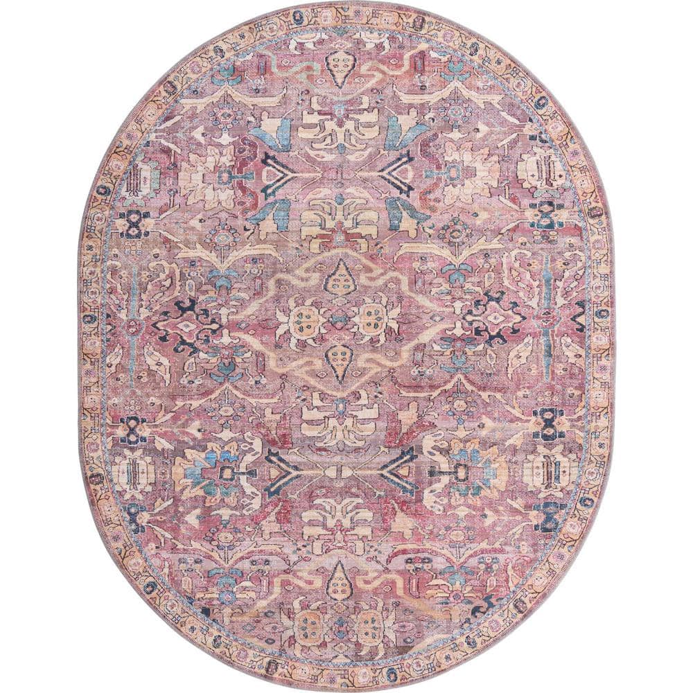 Nostalgia Katie Pink 8 ft. x 10 ft. Oval Machine Washable Area Rug price history on PriceWatchPro
