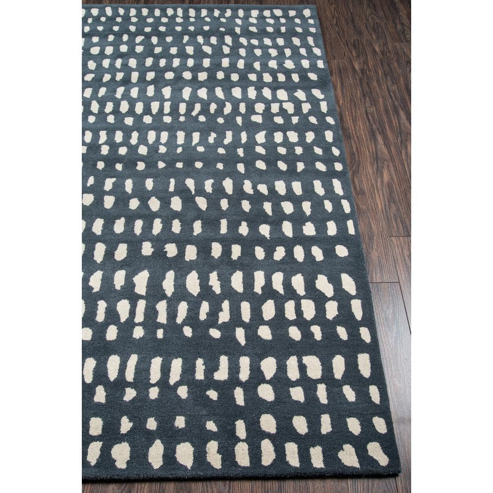 Handmade Geometric Tufted Blue Wool Area Rug 8' x 10'