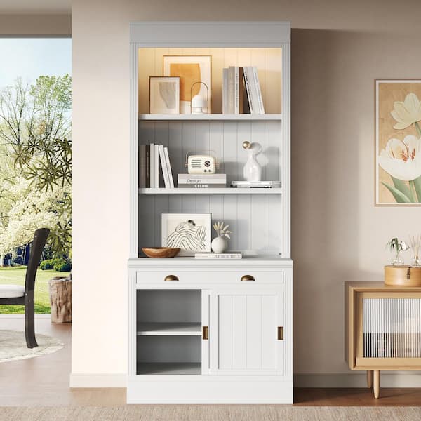 FUFU&GAGA 63 in. W x 15.7 in. D x 78.7 in. H White 12-Shelf