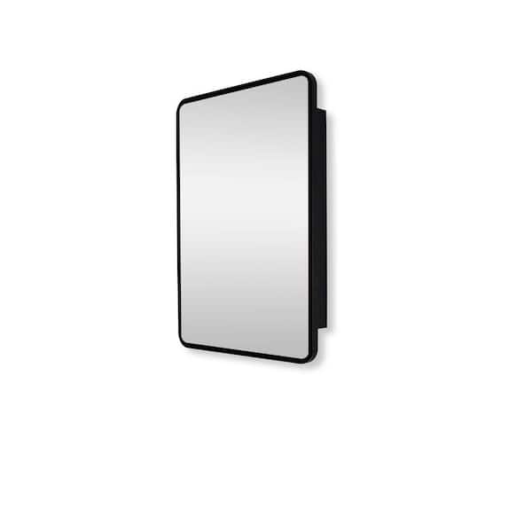 Unbranded 20 in. W x 28 in. H Black Rectangular Metal Framed Recessed Mount Medicine Cabinet with Mirror