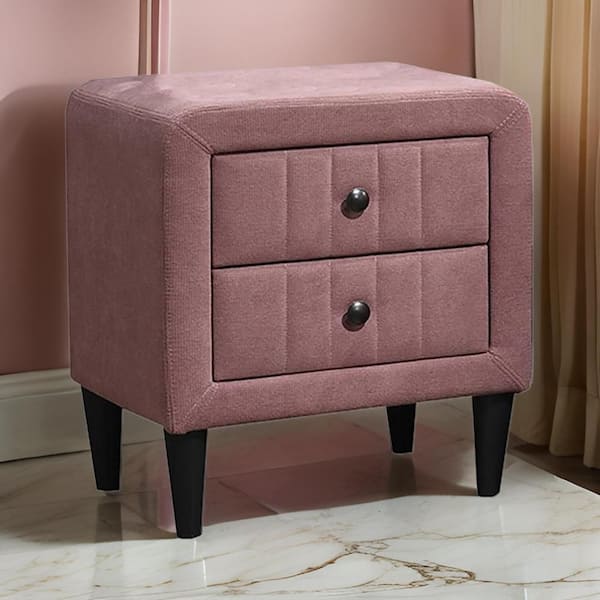 Benjara Rheo Blush Pink 2-Drawer 20.5 in. W Nightstand