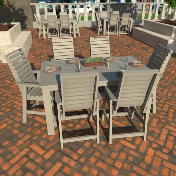 Glennville Harbor Gray Plastic Outdoor Counter Height Dining Set in Harbor Gray (Set of 6)