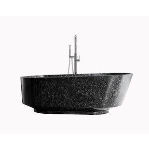 Coesistere 67 in. x 31.5 in. Forged Carbon Fiber Soaking Bathtub with Side Corner Drain in Black