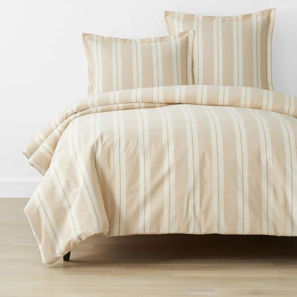 The Company Store Wide Stripe T200 Yarn Dyed Gold Twin XL Cotton Percale Duvet Cover