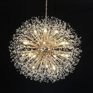 Calzada 20-Light Gold Decor Dandelion Firework Chandelier with Bulbs