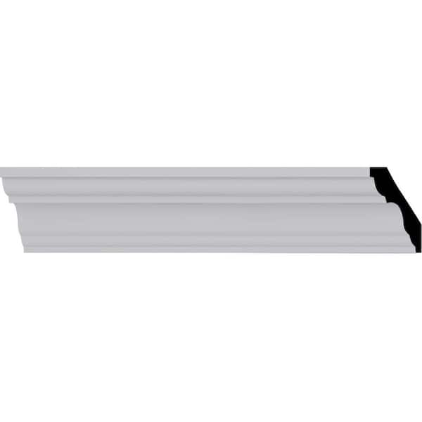 Ekena Millwork 3 in. H x 3 in. P x 4-1/4 in. F x 94-1/2 in. L Polyurethane Palmetto Smooth Crown Moulding (2-Pack)