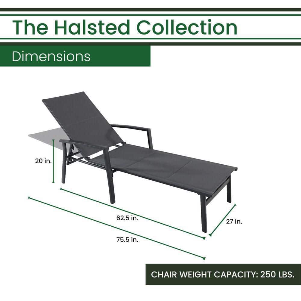 Halsted Deluxe Cool Gray Padded Sling Outdoor Chaise Lounge