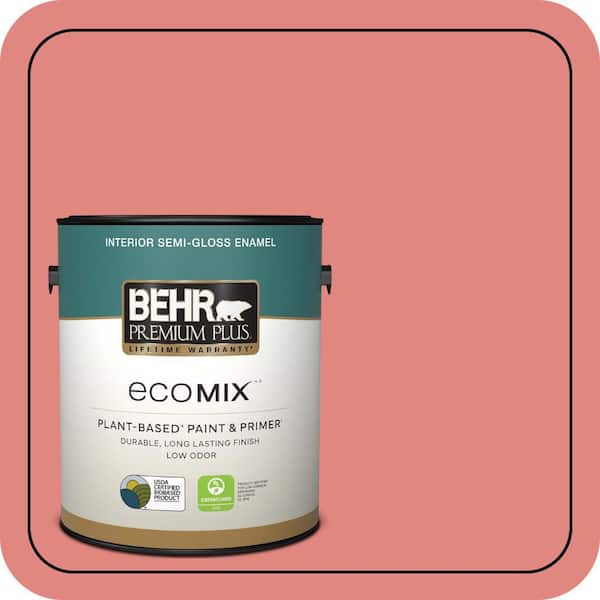 1 gal. #PPU1-04A Watermelon Punch Semi-Gloss Enamel EcoMix Plant-Based Interior Paint & Primer