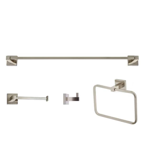 Capri 4-Piece 18-in. Towel Bar Bathroom Hardware Set in Brushed Nickel