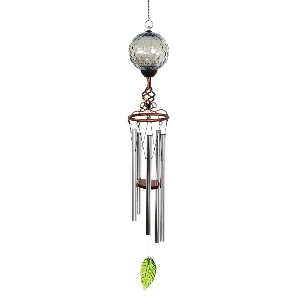 Exhart Solar Pearlized Metal and Glass Wind Chimes 15900RS