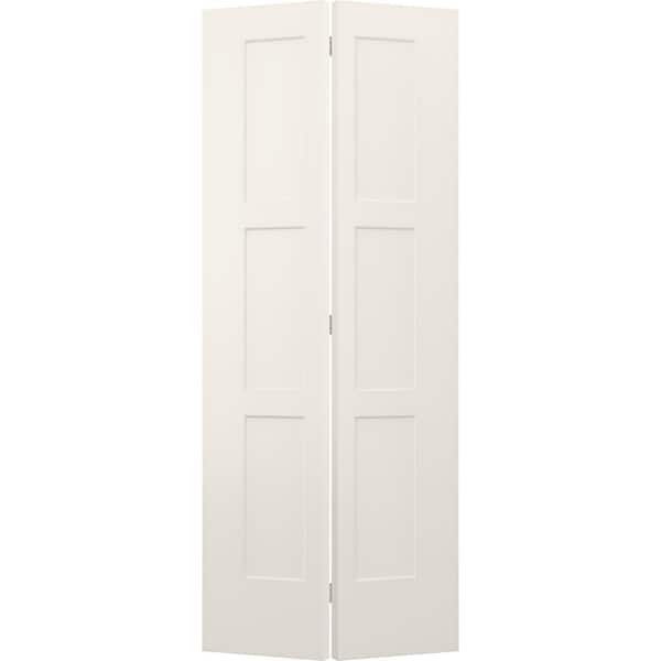 JELD-WEN 36 in. x 96 in. 3 Panel Birkdale Primed Smooth Hollow Core Molded Composite Interior Closet Bi-fold Door