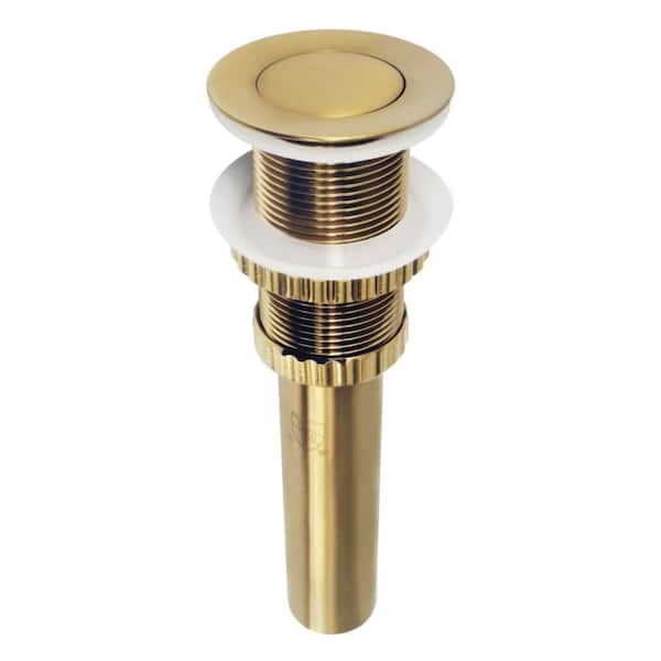 Kingston Brass Coronet Push Pop-Up Bathroom Sink Drain in Brushed Brass without Overflow