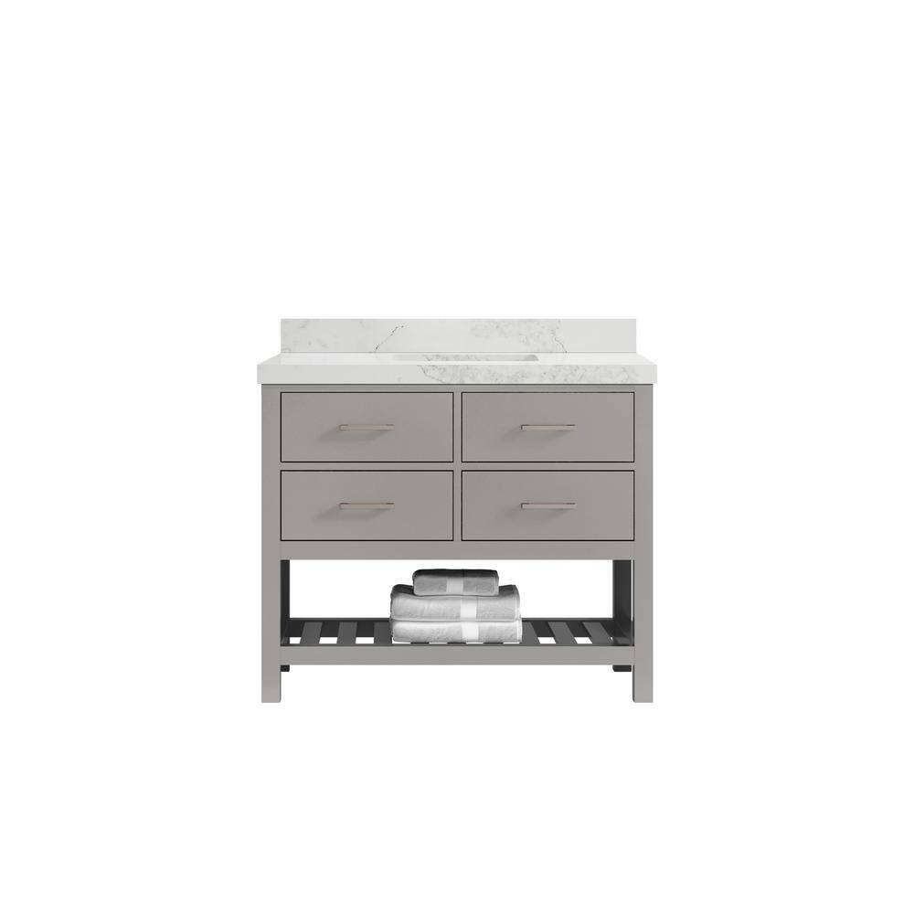 Parker 42 in. W x 22 in. D x 36 in. H Bath Vanity in Elephant Gray with 2 in. Calacatta Nuvo Top price history on PriceWatchPro