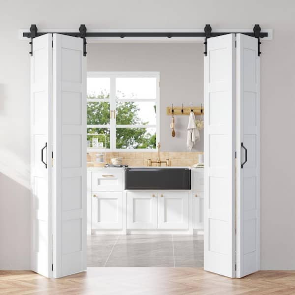 Fredbeck 84 in. x 84 in. 5-Panel White Finished Solid Core MDF