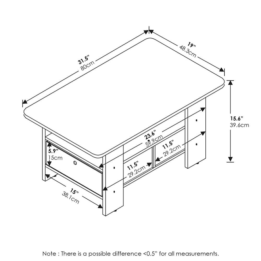Amber Pine Rectangular Coffee Table with Storage Bin