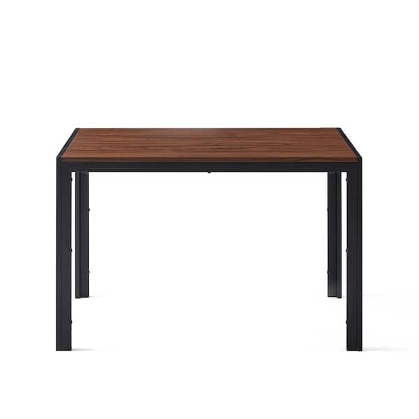 Zeus & Ruta Walnut Veneered MDF Wood Powder Coated Steel Rectangular Outdoor Dining Table