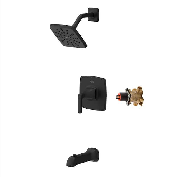 Pfister Bruxie 1-Handle 1-Spray Tub and Shower Faucet in Spot Defense Matte Black (Valve Included)