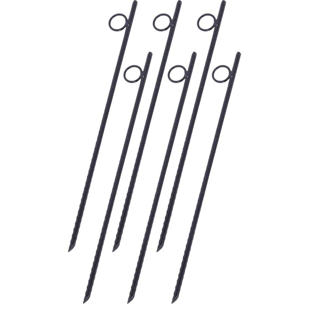 Amucolo 6-Piece Heavy Duty Steel Rebar Stake with Loop Grip
