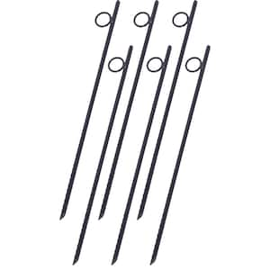 6-Piece Heavy Duty Steel Rebar Stake with Loop Grip Rebar 3/8 x 18 in. Tent Canopy Ground Stakes with Angled Ends