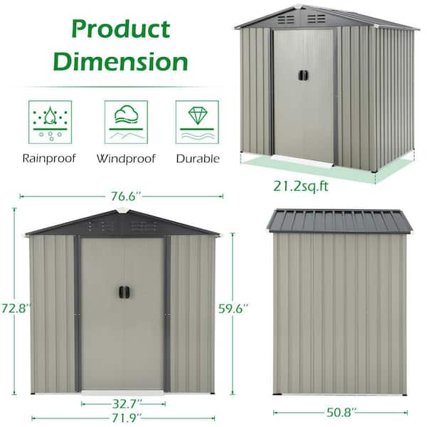 Outsunny 8x7 FT Outdoor Storage Shed, Galvanized Steel, 47% OFF