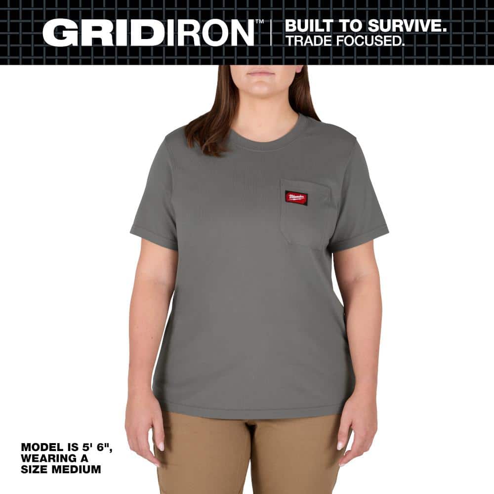 Women's Medium Gray GRIDIRON Short Sleeve Pocket T-Shirt price history on PriceWatchPro