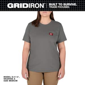 Milwaukee Women's X-Small Gray GRIDIRON Short Sleeve Pocket T
