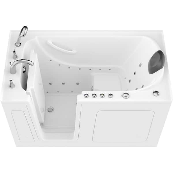 WTHDX Series 32 in. x 60 in. Left Drain Combination Jetted Walk-In Bathtub in White with ADA Seating