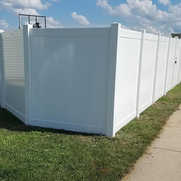 Weatherables 5x5x7 ft White Vinyl Fence Corner Post