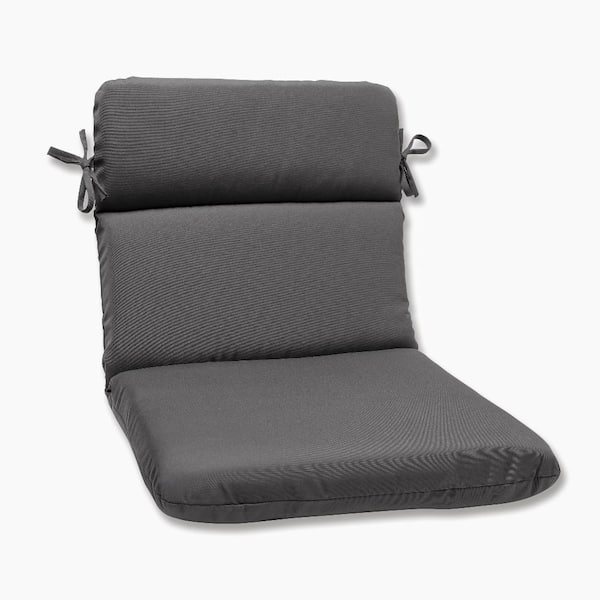 Pillow Perfect Solid Outdoor/Indoor 21 in W x 3 in H Deep Seat, 1-Piece Chair Cushion with Round Corners in Grey Fortress