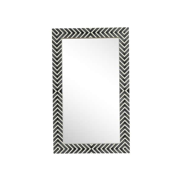 Unbranded Timeless Home 36 in. W x 22 in. H Modern Wood Framed Rectangle Chevron Mirror