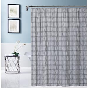 Crinkle Embossed Plaid Designed 70" x 72" Shower Curtain in Gray