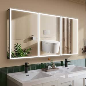 60 in. W x 30 in. H Black Rectangular Medicine Cabinet with Mirror for Bathroom LED Lighted Storage Cabinet with Mirror