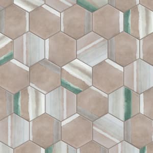Matter Hex Canvas Taupe Green 7-7/8 in. x 9 in. Porcelain Floor and Wall Tile (3.8 sq. ft./Case)