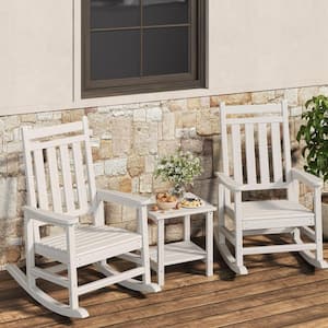 Cream White Steel Metal Folding Outdoor Rocking Chair with