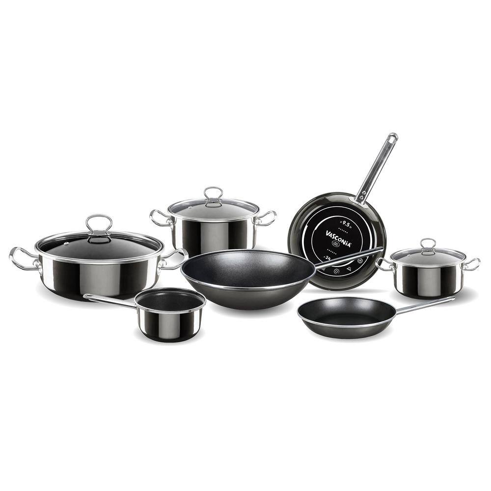 VASCONIA Elegance 10Piece Enamel on Steel Cookware Set in Gray 4043587