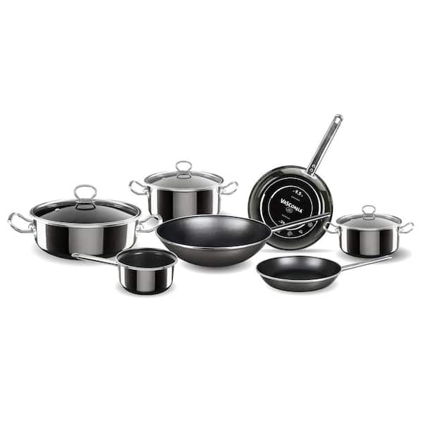 VASCONIA Elegance 10-Piece Enamel on Steel Cookware Set in Gray