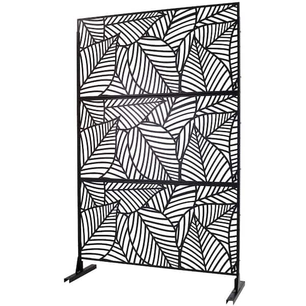 Outdoor and Indoor 6.3 ft. x 4 ft. Freestanding Decorative Privacy Fence Screen Black Metal for Garden Fence