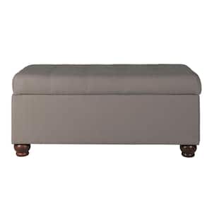 Large Tufted Gray Textured Solid Bench with Storage 18 in Height x 40 in Width X 20 in Depth