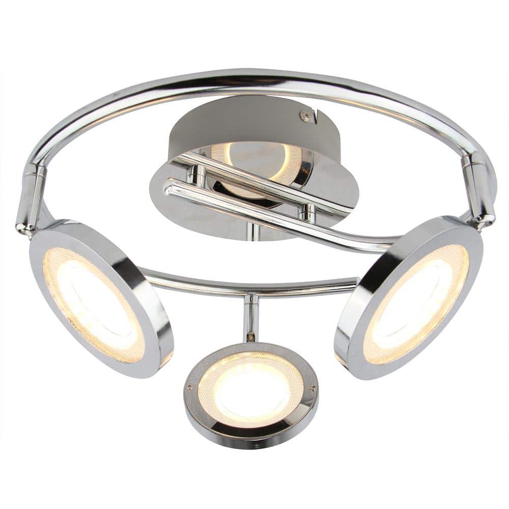 12 in. 3-Light Aluminum Chrome LED Semi-Flush Mount