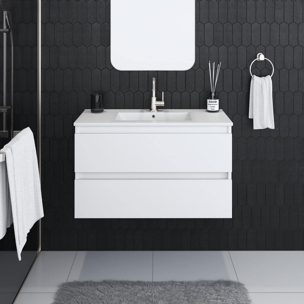 Salt 36 in. W x 18 in. D Bath Vanity in White with Ceramic Vanity Top in White with White Basin price history on PriceWatchPro