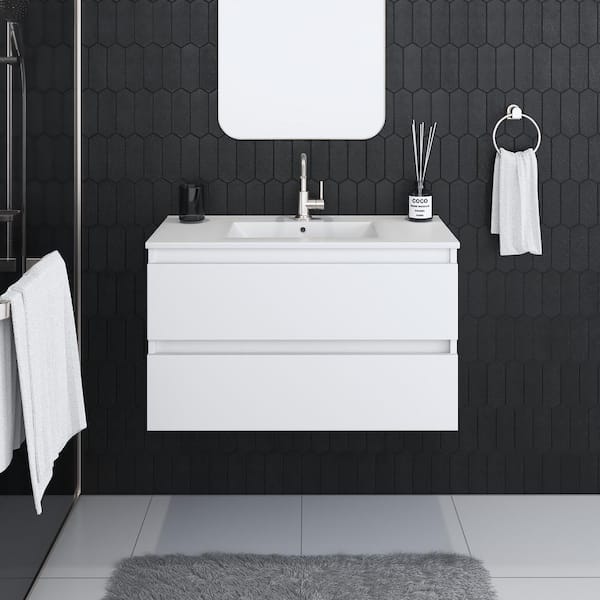 VOLPA USA AMERICAN CRAFTED VANITIES Salt 36 in. W x 18 in. D Bath Vanity in White with Ceramic Vanity Top in White with White Basin