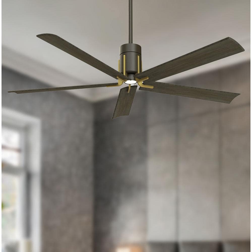 60" Urban Walnut Blades LED Ceiling Fan with Etched White Glass