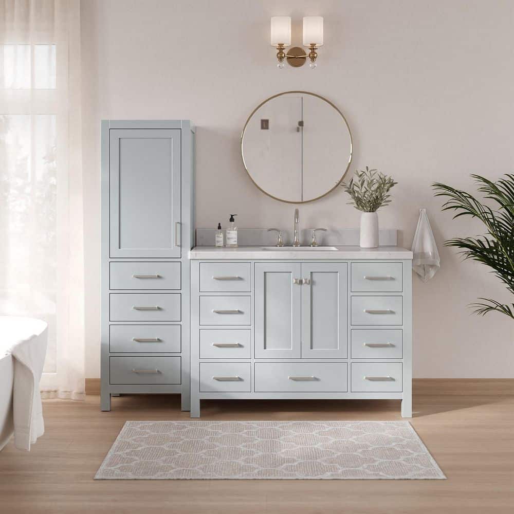 Cambridge 48 in. Single Sink Bath Vanity with Carrara White Quartz Top and Linen Cabinet in Gray price history on PriceWatchPro