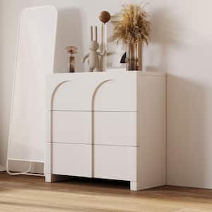Half Gloss White Modern Arch Design 3 Drawers 27.6 in. Chest of Drawers