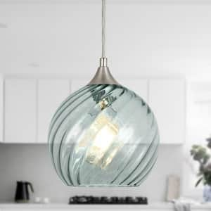 Jasslynn 40W 1 Light Brushed Nickel Pendant with Globe Glass Shade 7.87 in. Modern Island Pendant Light No Bulb Included