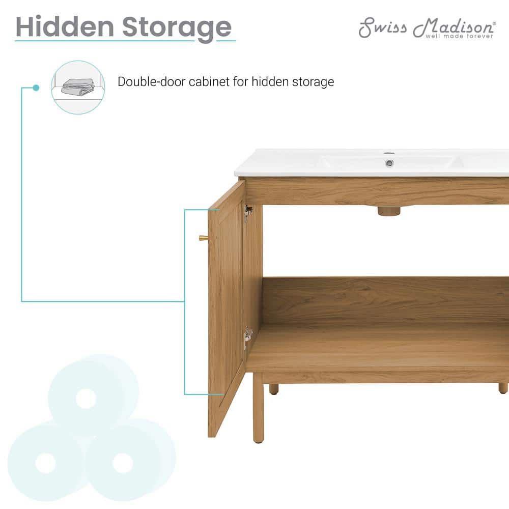 Classe 36" Oak Freestanding Bathroom Vanity with Mesh Doors