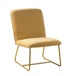 Yellow Armless Side Chair with Metal Base