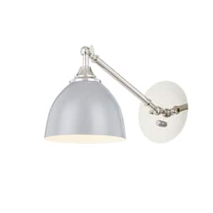 Frolynn 1-Light Sconce Polished Nickel Finish with Gray Metal Shade