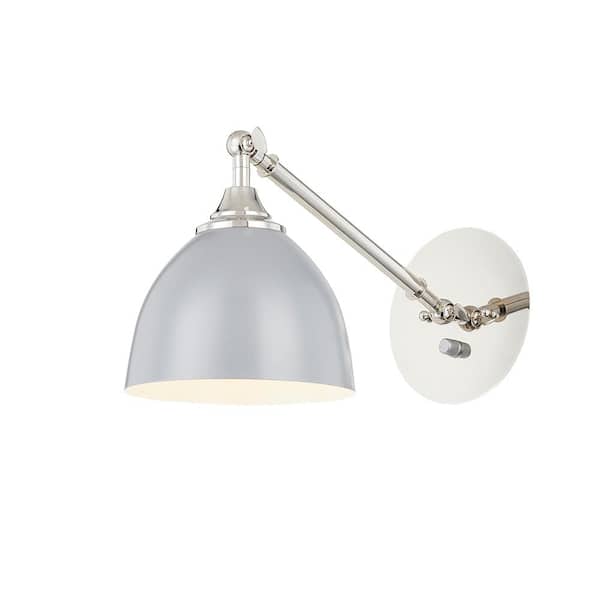 Home Decorators Collection Frolynn 1-Light Sconce Polished Nickel Finish with Gray Metal Shade